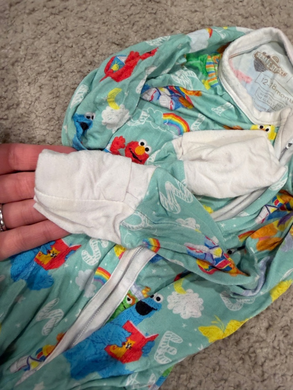 Little Sleepies Aqua Sesame Street Character Footed Pajamas - Picture 4 of 4